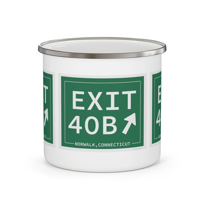 Vintage Exit 40B Merritt Parkway Sign Enamel Camping Mug