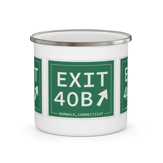 Vintage Exit 40B Merritt Parkway Sign Enamel Camping Mug
