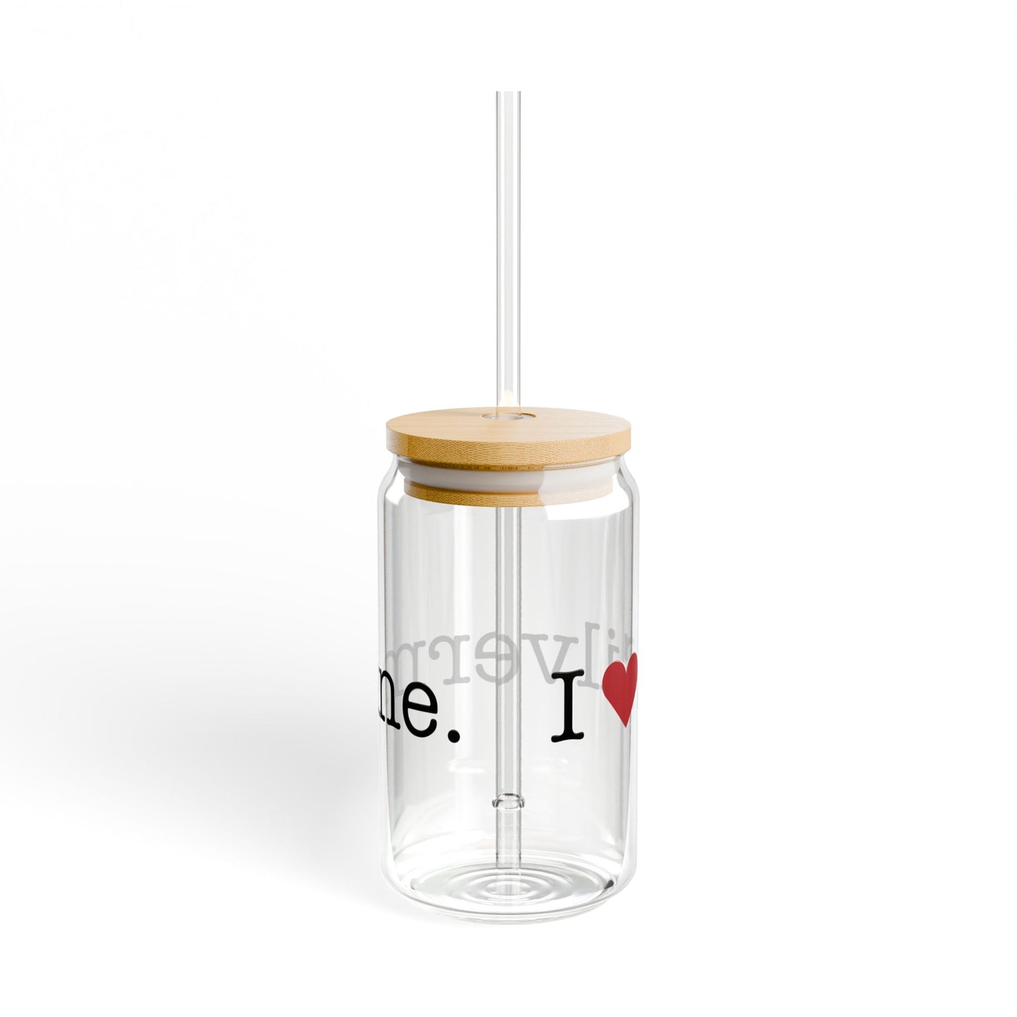 I Heart Silvermine. Glass Can with Straw and Lid, 16oz