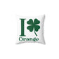 I Clover Orange Spun Polyester Square Pillow