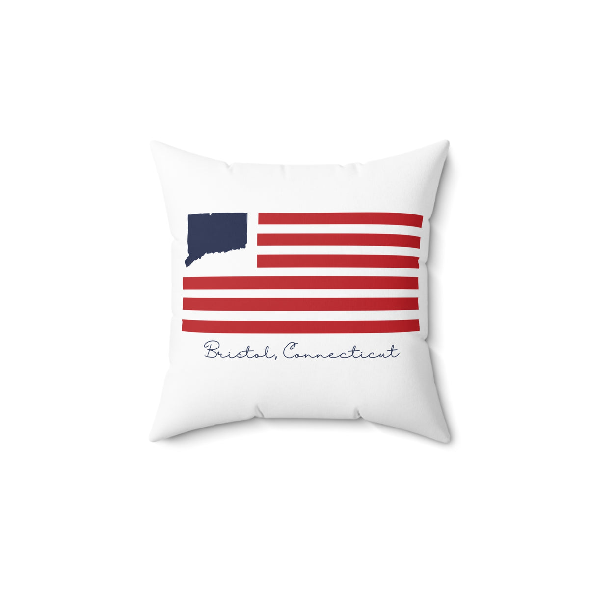 Bristol Connecticut Flag Spun Polyester Square Pillow