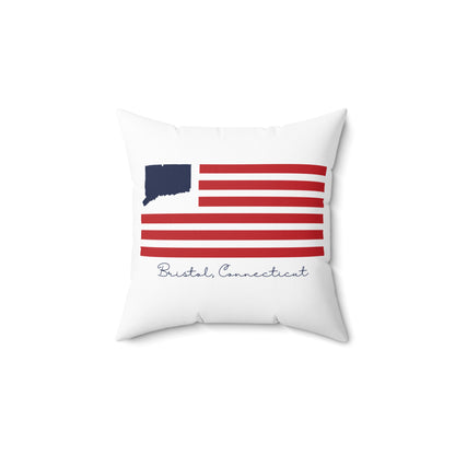 Bristol Connecticut Flag Spun Polyester Square Pillow