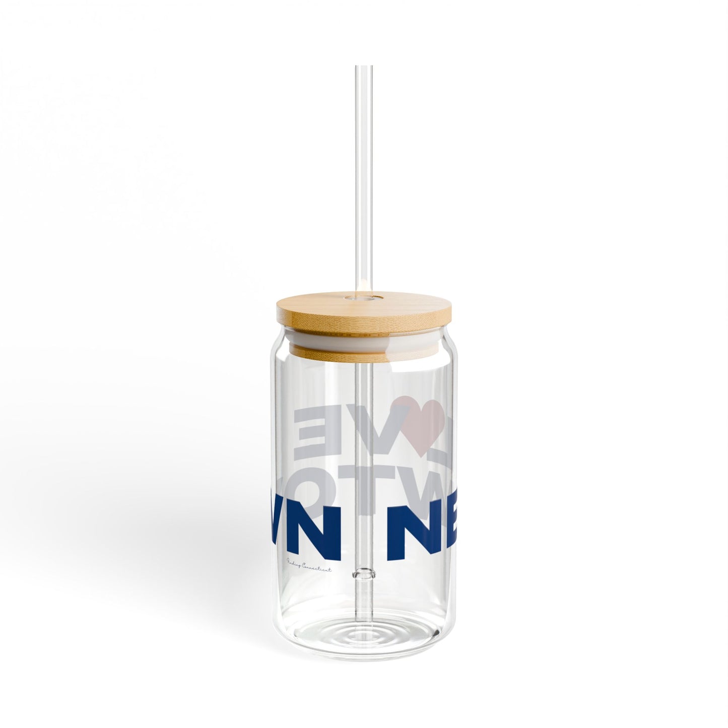 Love Newtown Glass Can with Straw and Lid, 16oz