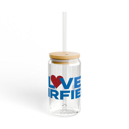 Love Fairfield Glass Can with Straw and Lid, 16oz