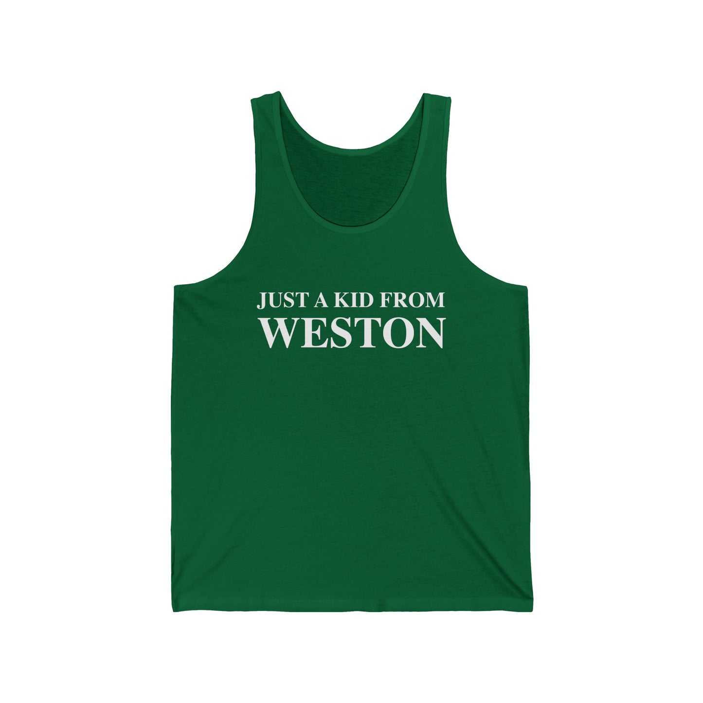Just a kid from Weston Unisex Jersey Tank Top