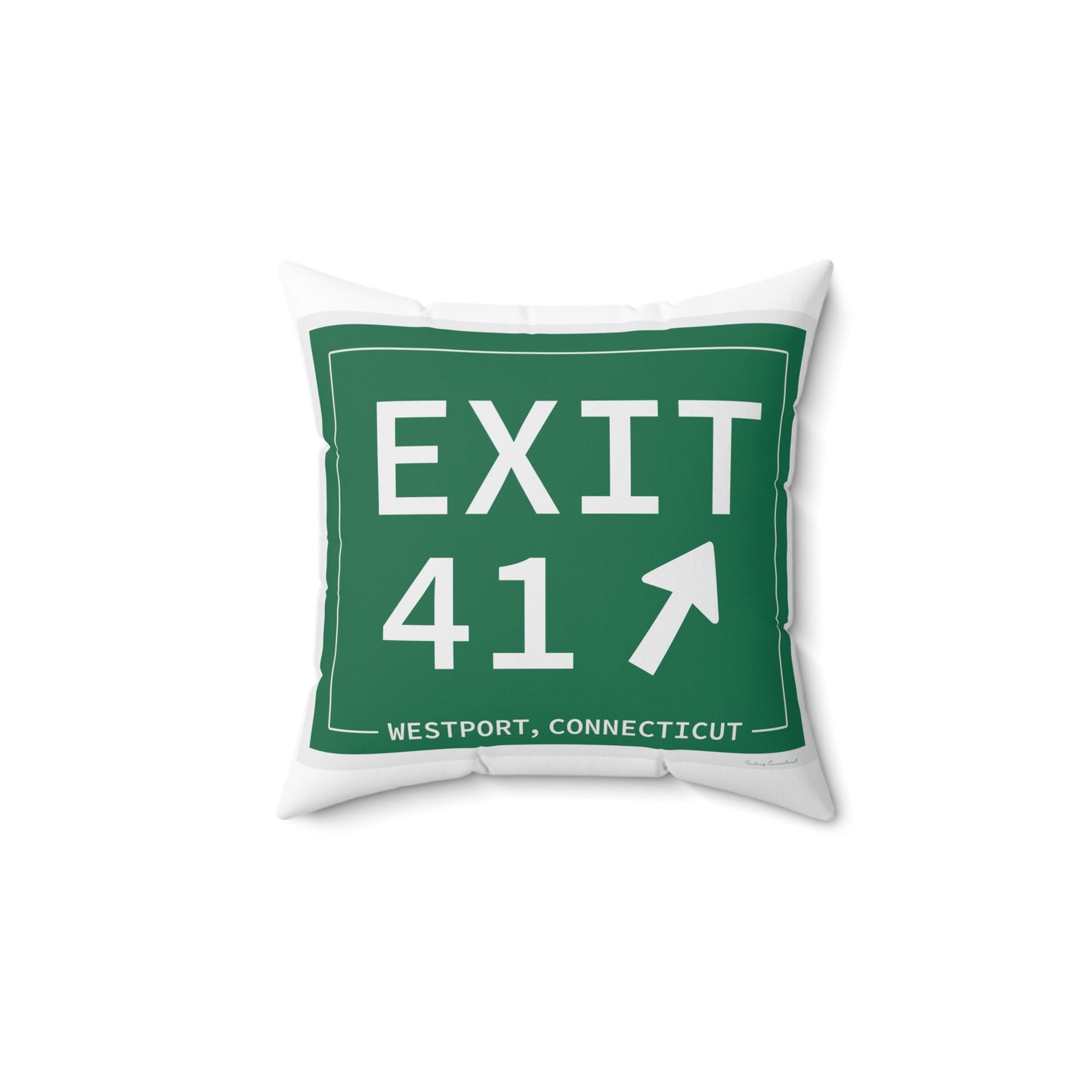 Vintage Exit 41 Merritt Parkway Sign Spun Polyester Square Pillow