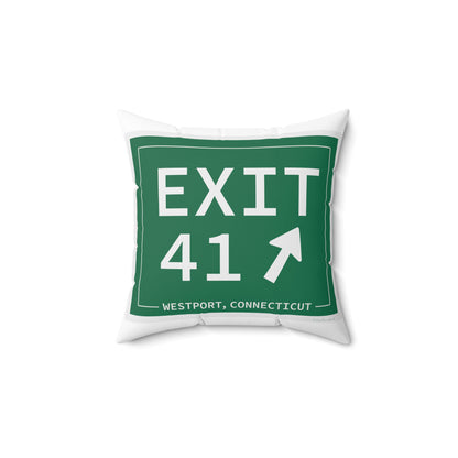 Vintage Exit 41 Merritt Parkway Sign Spun Polyester Square Pillow