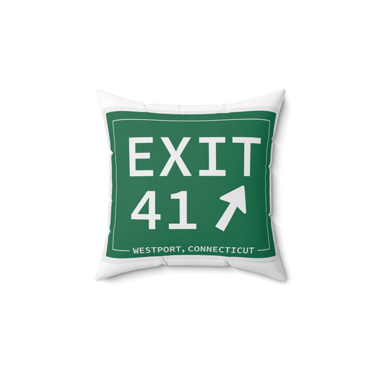 Vintage Exit 41 Merritt Parkway Sign Spun Polyester Square Pillow