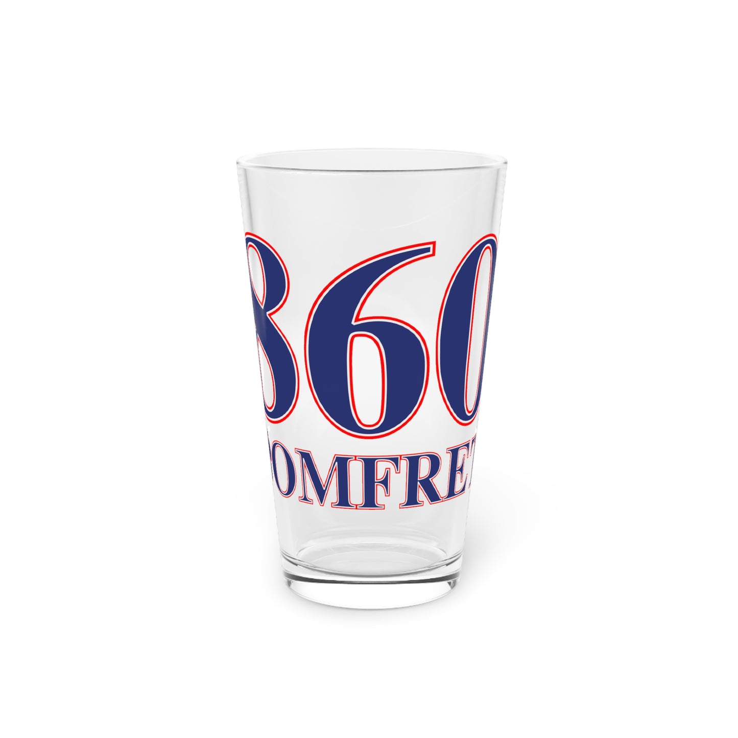 860 Pomfret Red, White & Blue  Pint Glass, 16oz