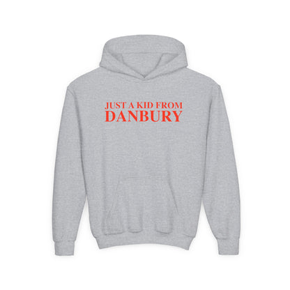 Just a kid from Danbury Youth Heavy Blend Hooded Sweatshirt