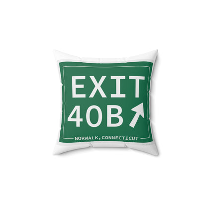 Vintage Exit 40B Merritt Parkway Sign Spun Polyester Square Pillow