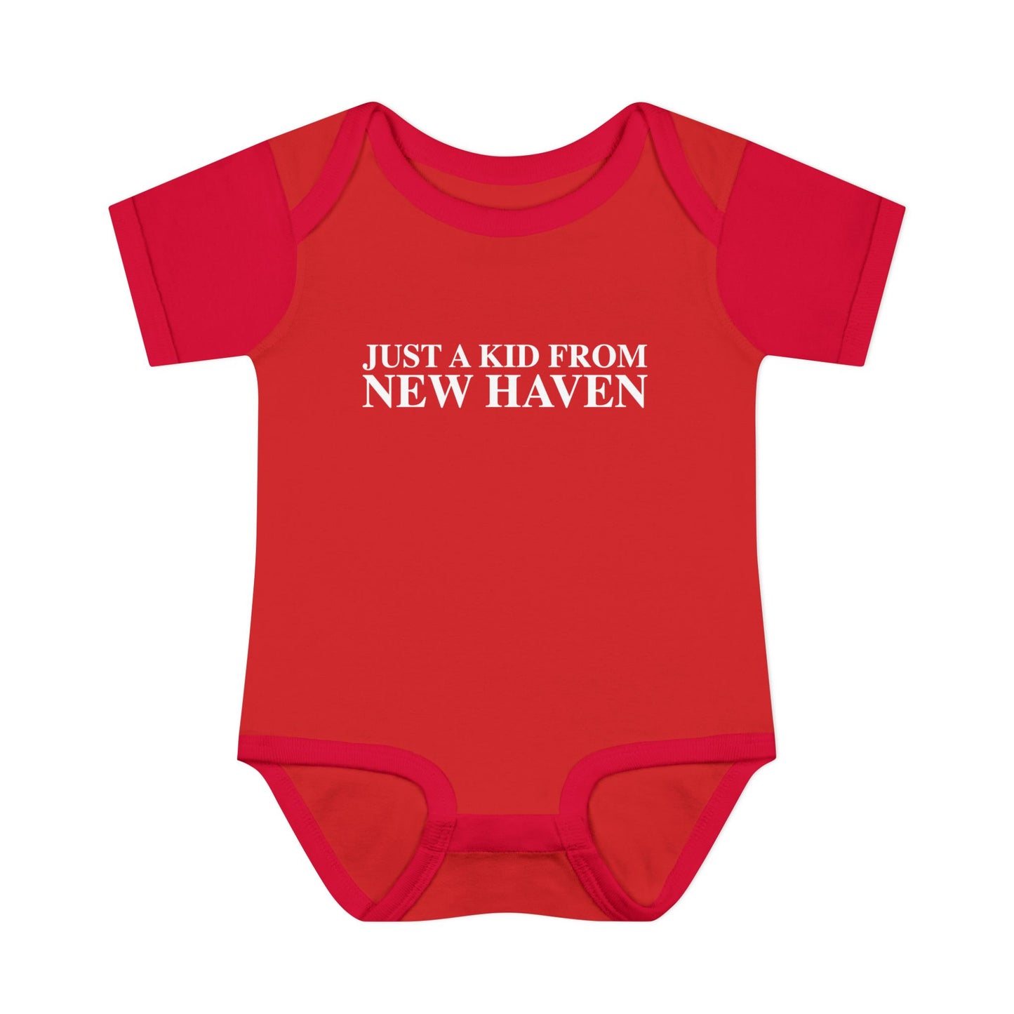 Just a kid from New Haven Infant Baby Rib Bodysuit