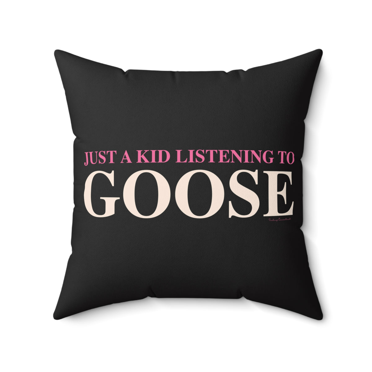 Just a kid listening to Goose - Peach & Pink Spun Polyester Square Pillow