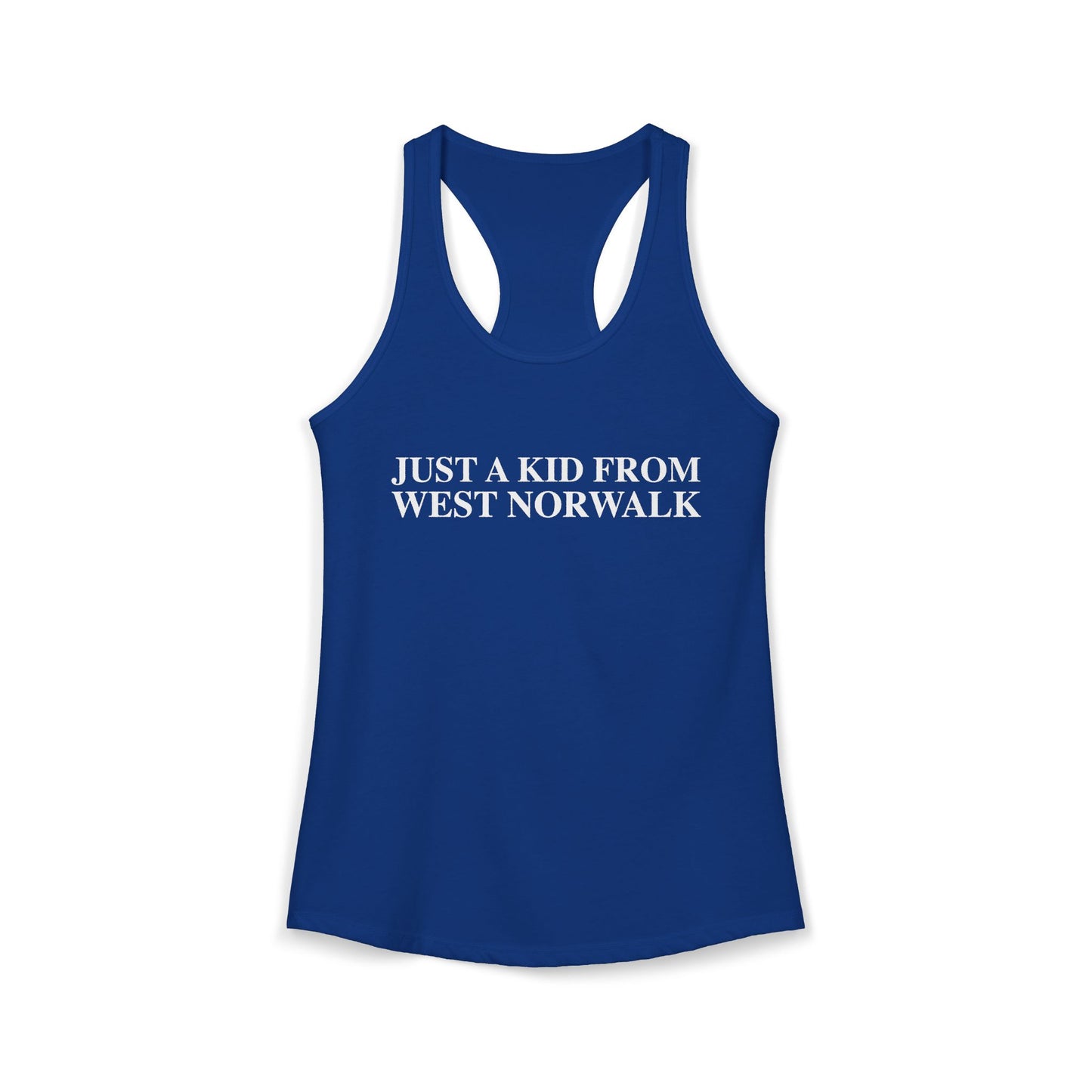 Just a kid from West Norwalk Women's Ideal Racerback Tank Top