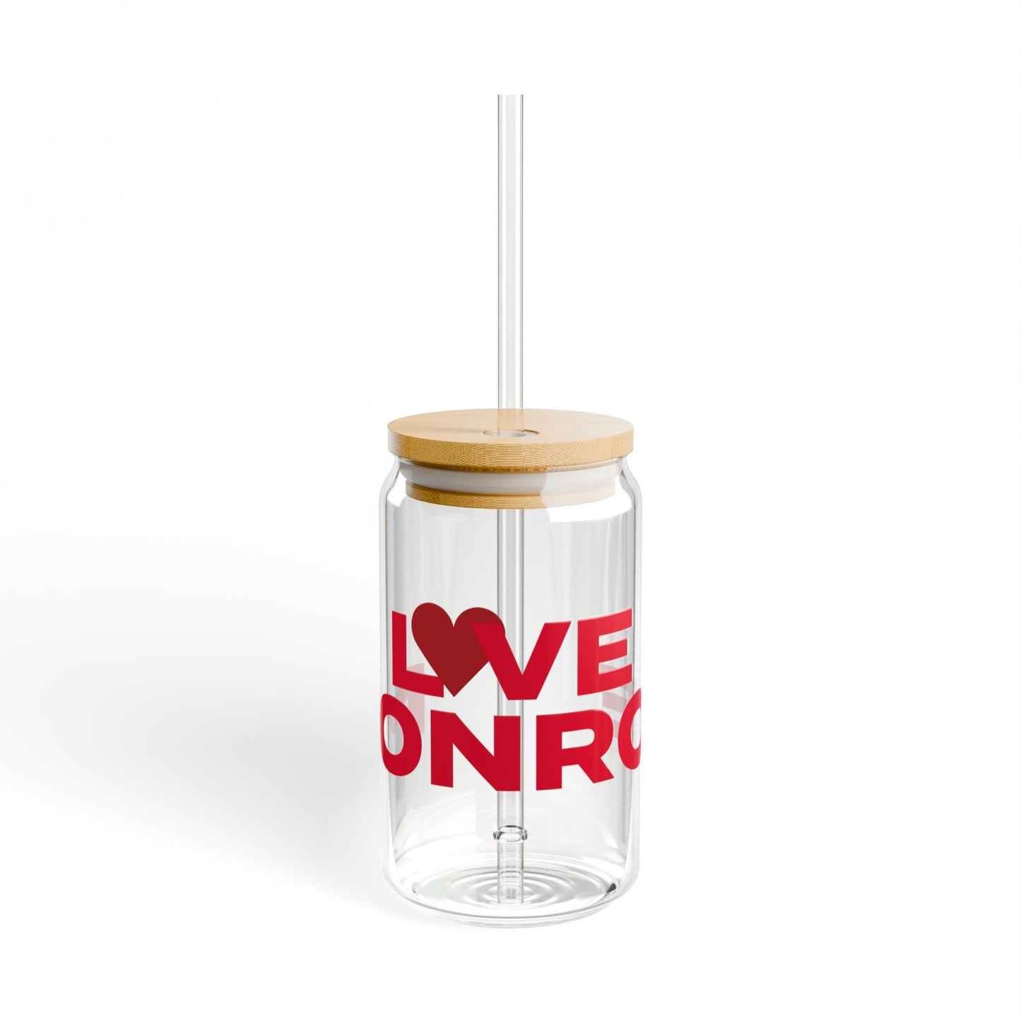 Love Monroe Glass Can with Straw and Lid, 16oz