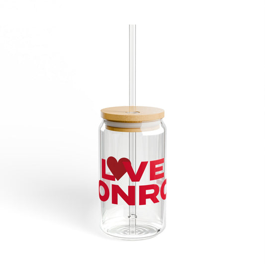 Love Monroe Glass Can with Straw and Lid, 16oz