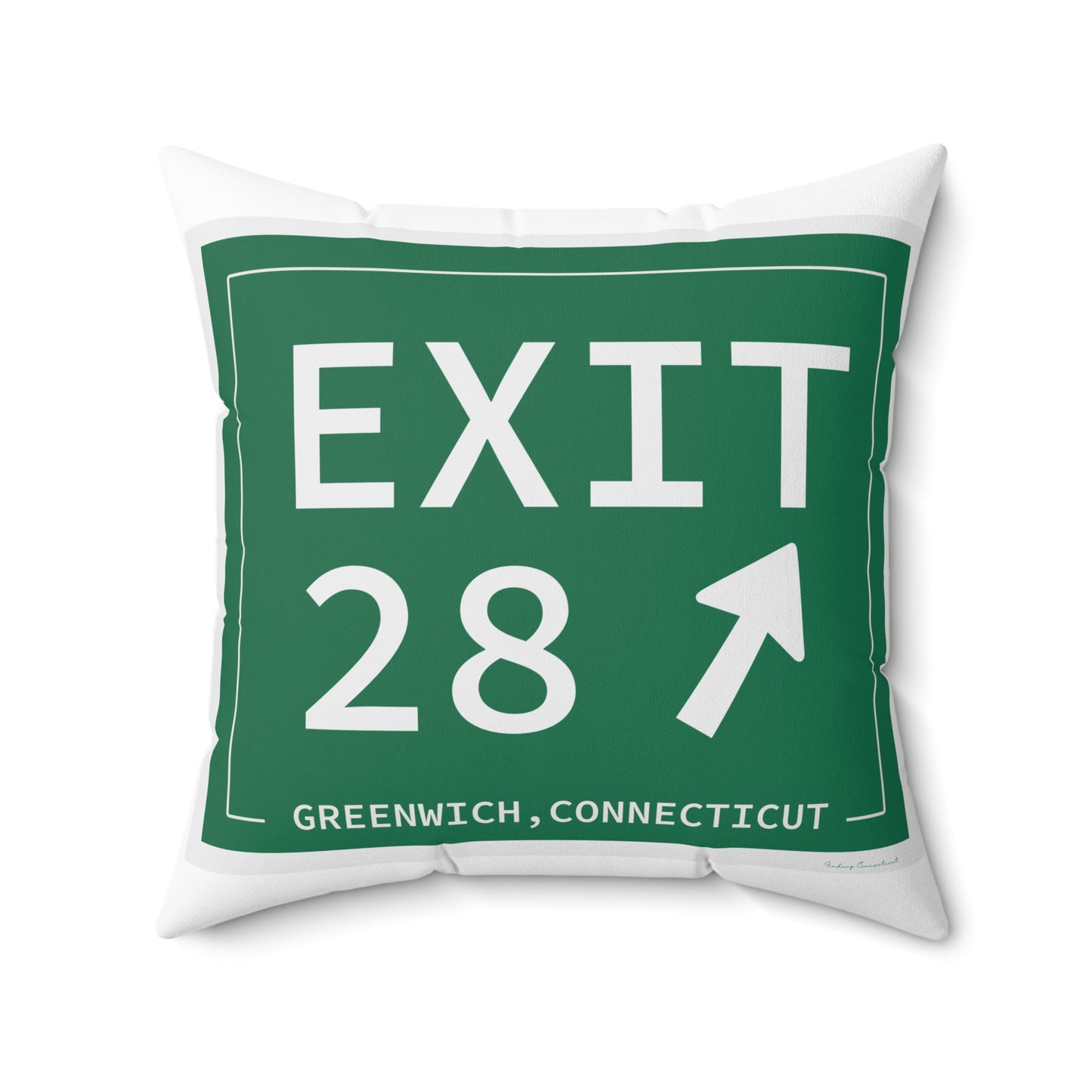 Vintage Exit 28 Merritt Parkway Sign Spun Polyester Square Pillow