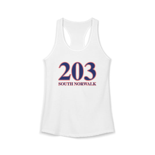 203 South Norwalk Red, White & Blue Women's Ideal Racerback Tank Top