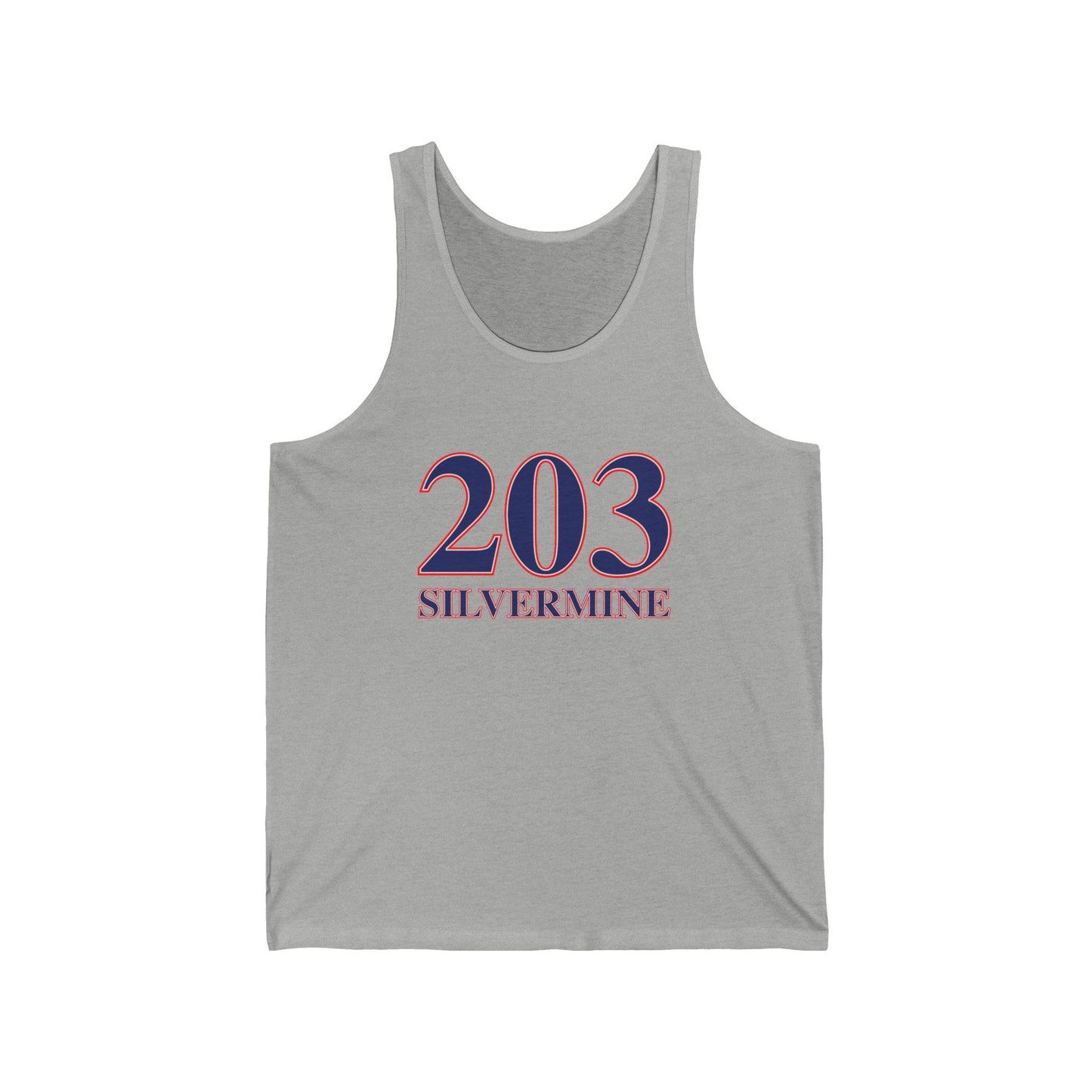 203 Silvermine Red, White & Blue Unisex Jersey Tank
