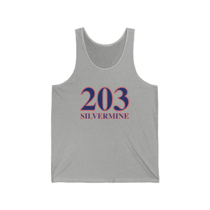 203 Silvermine Red, White & Blue Unisex Jersey Tank