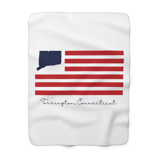 Torrington Connecticut Flag Sherpa Fleece Blanket