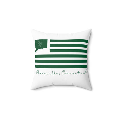Plainville Connecticut St. Patrick’s Day Flag Spun Polyester Square Pillow