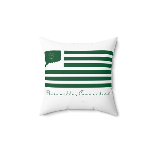 Plainville Connecticut St. Patrick’s Day Flag Spun Polyester Square Pillow