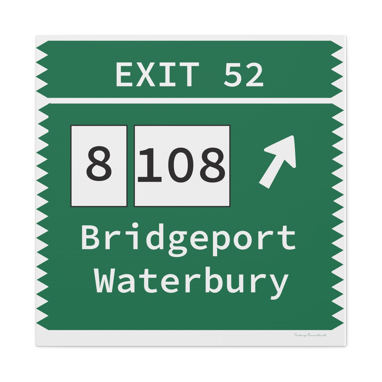 Vintage Merritt Parkway Exit 52 Sign Matte Canvas, Stretched, 1.25"