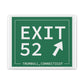 Vintage Exit 52  Merritt Parkway Sign Matte Canvas, Stretched, 1.25"