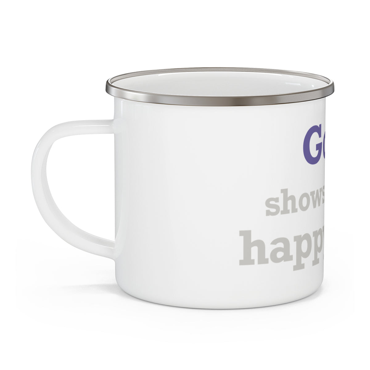 Goose Shows Are My Happy Place - Gray & Purple Enamel Camping Mug