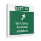 Vintage WCP Exit 61 Sign Matte Canvas, Stretched, 1.25"