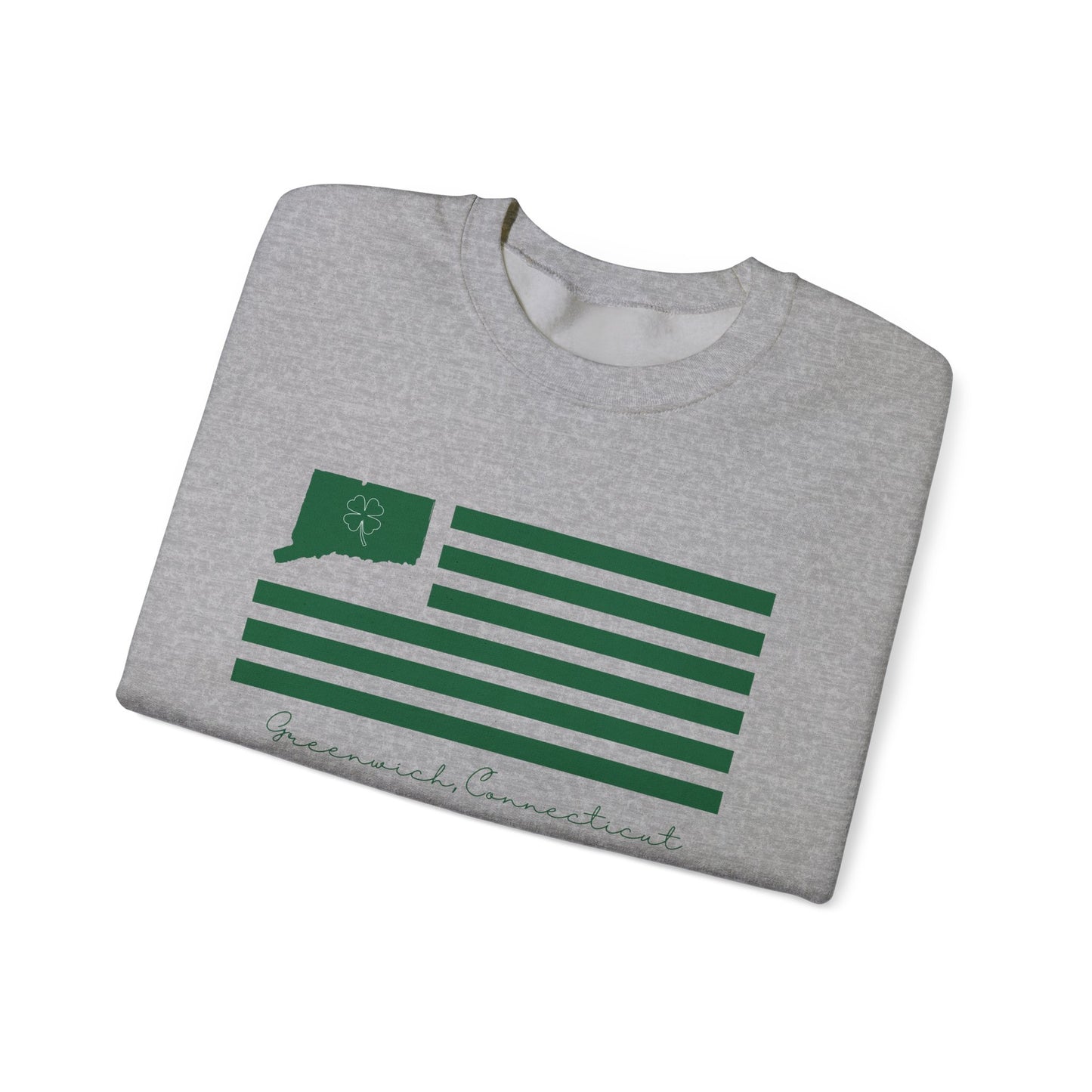 Greenwich Connecticut St Patrick’s Day Flag Unisex Heavy Blend™ Crewneck Sweatshirt