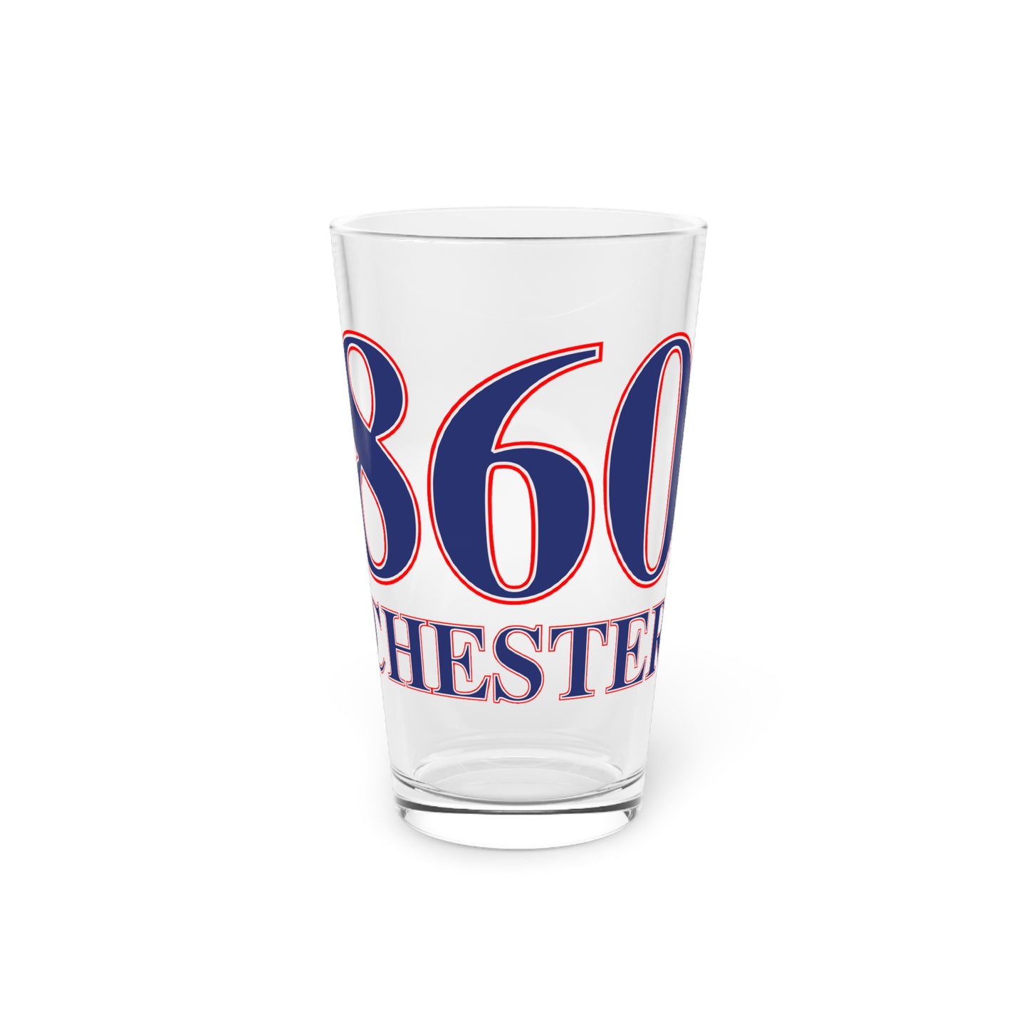 860 Chester Red, White & Blue Pint Glass, 16oz