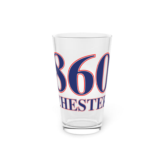 860 Chester Red, White & Blue Pint Glass, 16oz