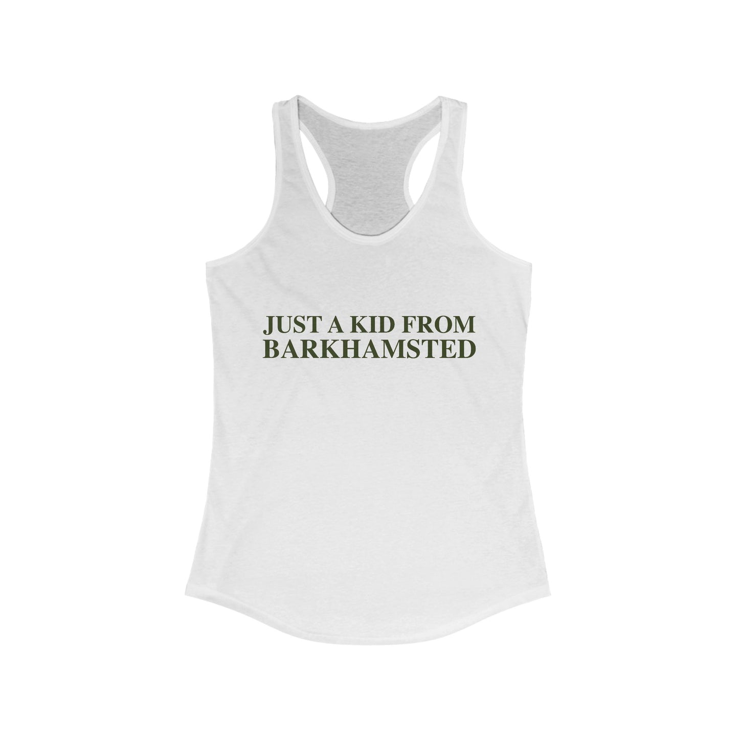 Just a kid from Barkhamsted Women's Ideal Racerback Tank Top