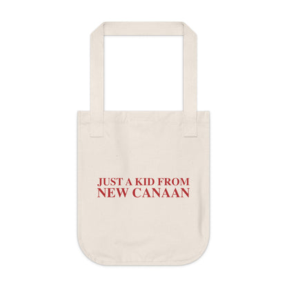 Just a kid from New Canaan Organic Canvas Tote Bag