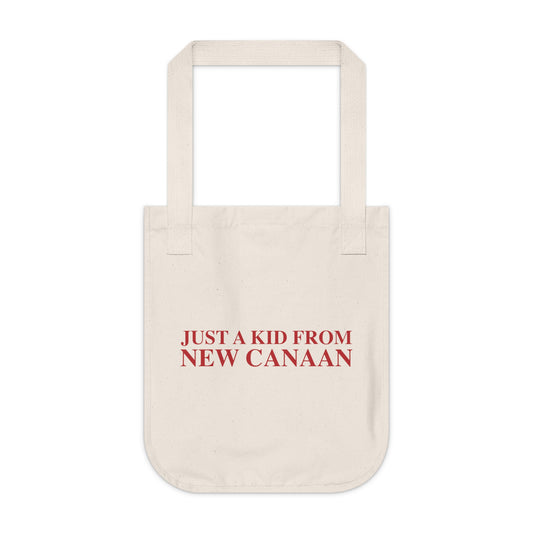 Just a kid from New Canaan Organic Canvas Tote Bag