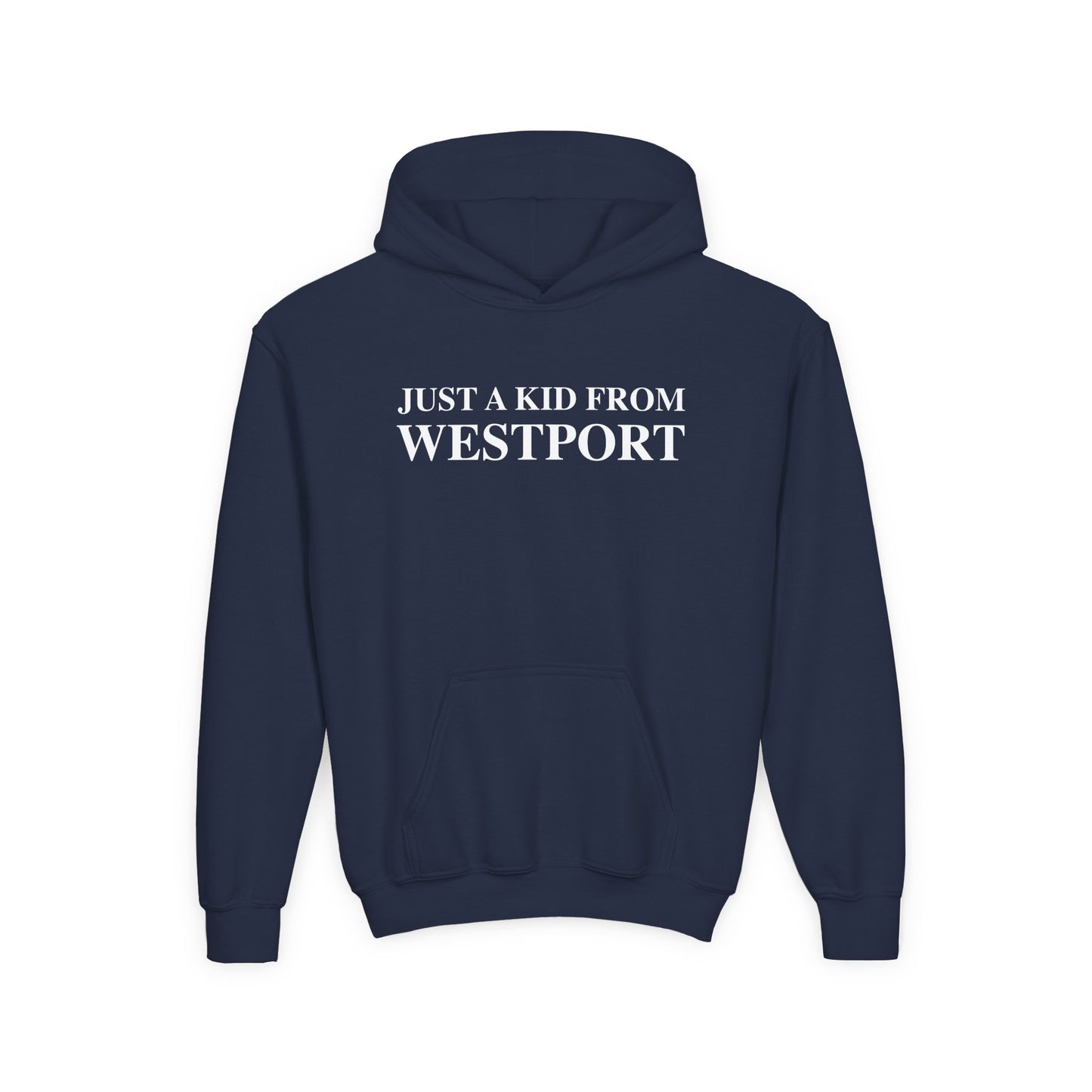 Just a kid from Westport Youth Heavy Blend Hooded Sweatshirt