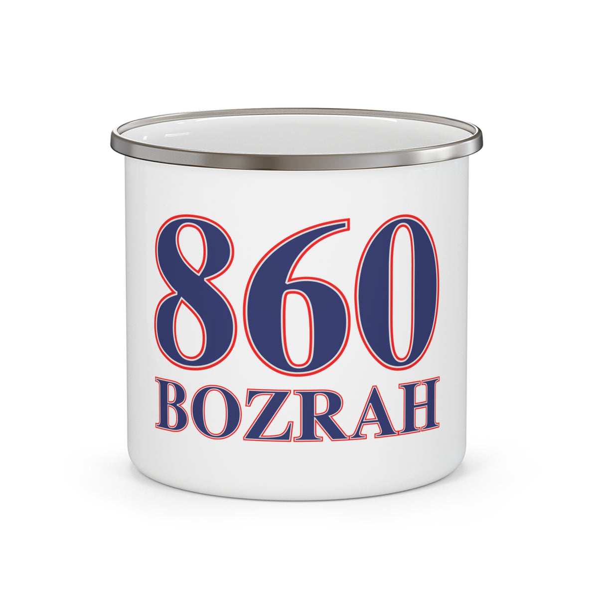 860 Bozrah Red, White & Blue Enamel Camping Mug