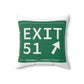 Vintage Exit 51  Merritt Parkway Sign Spun Polyester Square Pillow