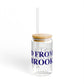 Just a kid from Old Saybrook Glass Can with Straw and Lid, 16oz
