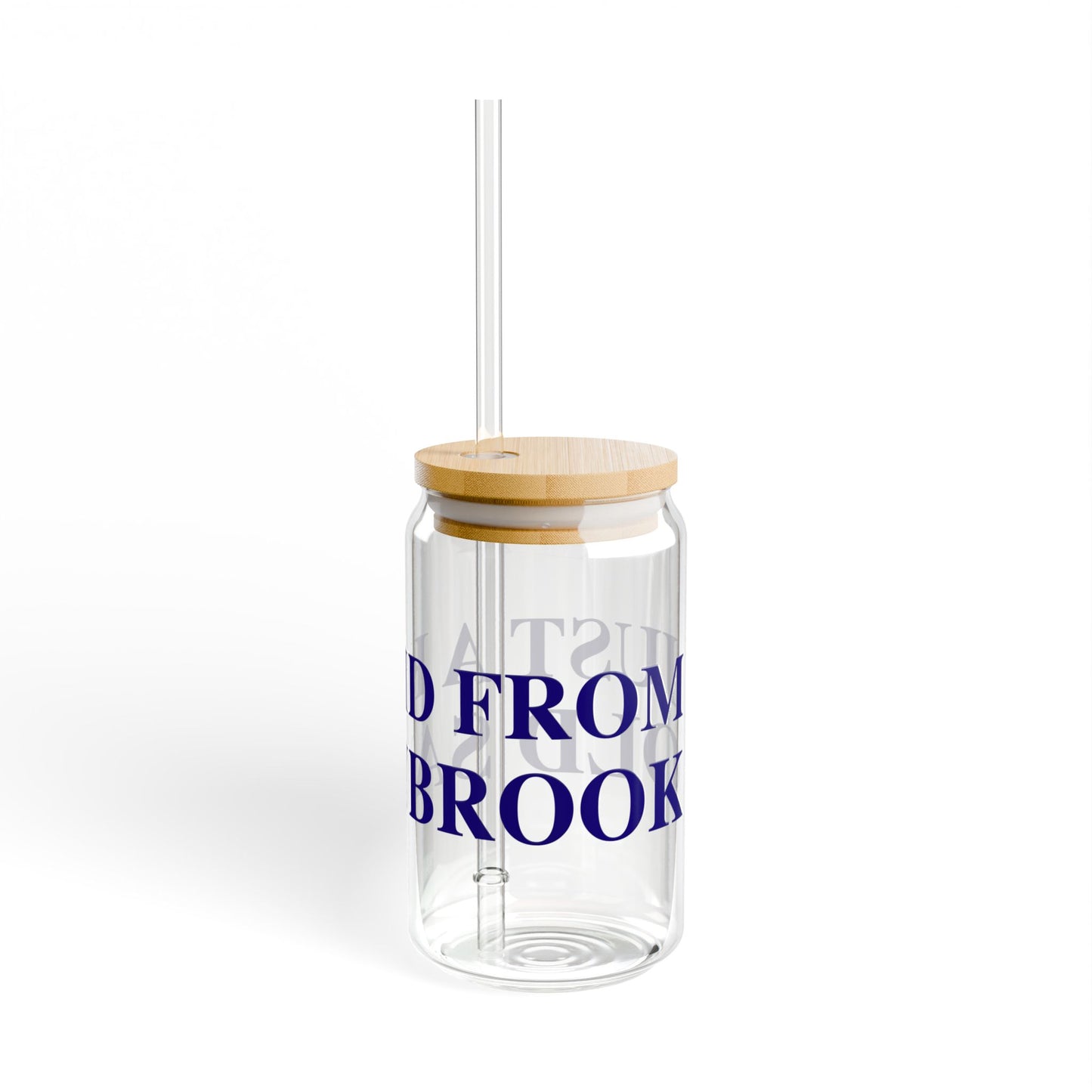 Just a kid from Old Saybrook Glass Can with Straw and Lid, 16oz