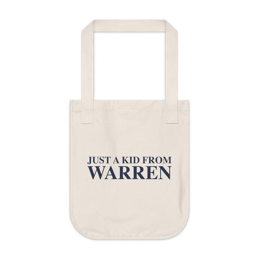 Just a kid from Warren Organic Canvas Tote Bag
