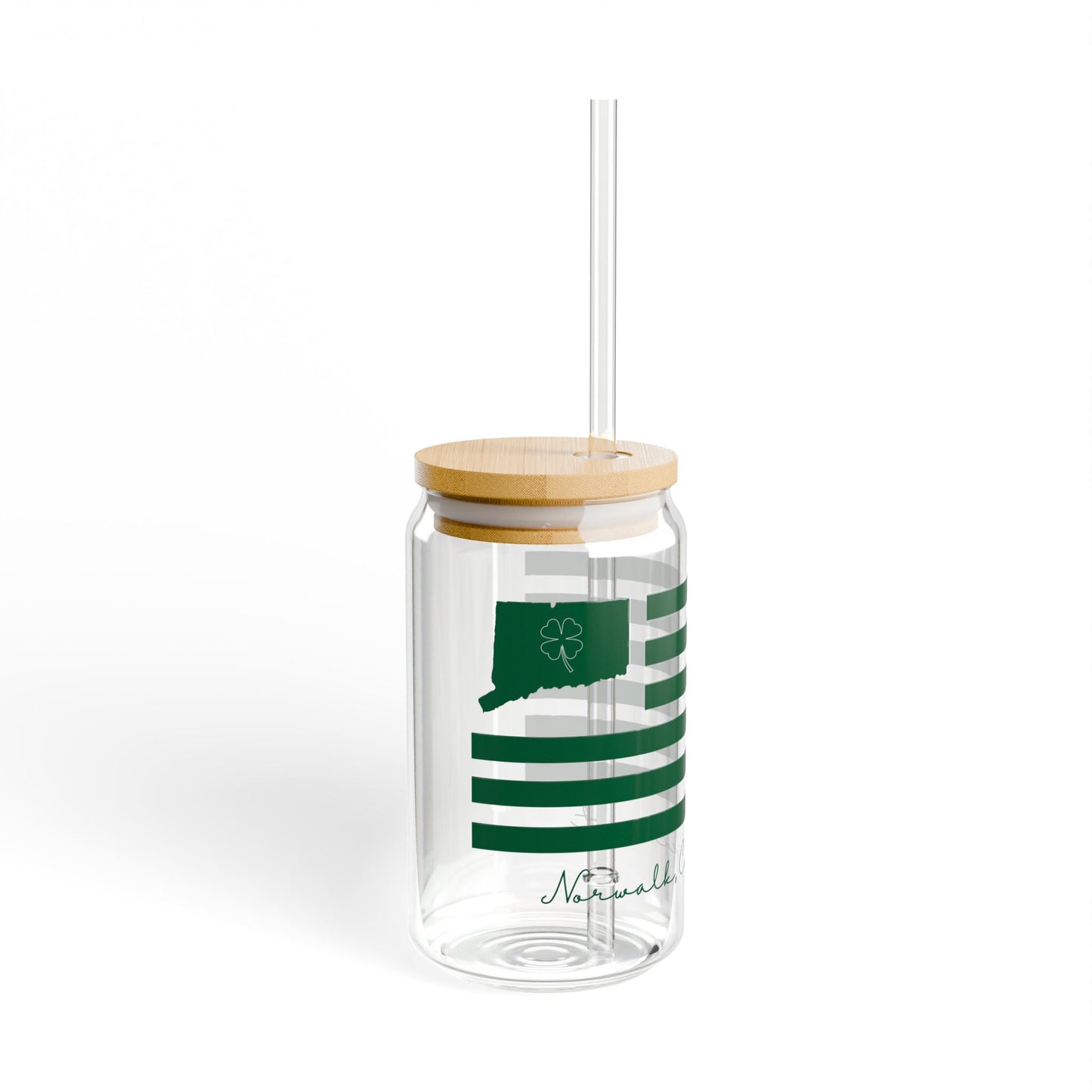 Norwalk Connecticut St. Patrick's Day Flag Sipper Glass, 16oz