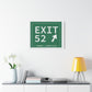 Vintage Exit 52  Merritt Parkway Sign Matte Canvas, Stretched, 1.25"