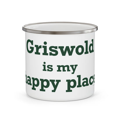 Griswold is My Happy Place Enamel Camping Mug