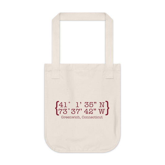 Greenwich Coordinates Organic Canvas Tote Bag