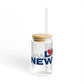 Love Newtown Glass Can with Straw and Lid, 16oz