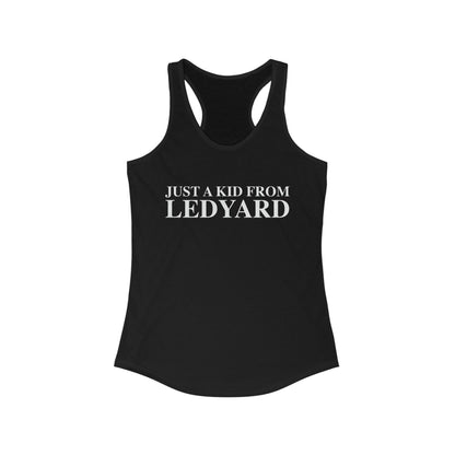 Just a kid from Ledyard Women's Ideal Racerback Tank Top