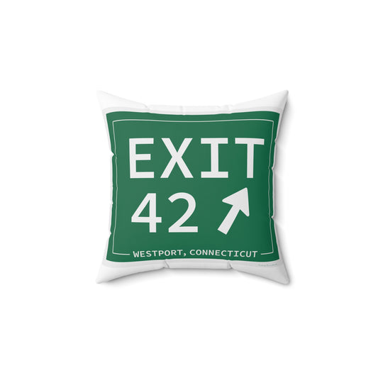 Vintage Exit 42 Merritt Parkway Sign Spun Polyester Square Pillow